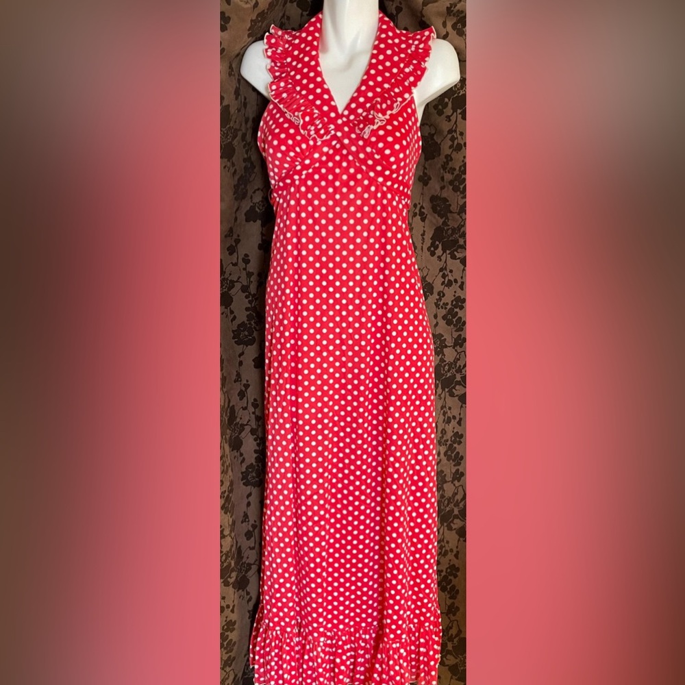 Act 1 Vintage Red Polka Dot Maxi Dress